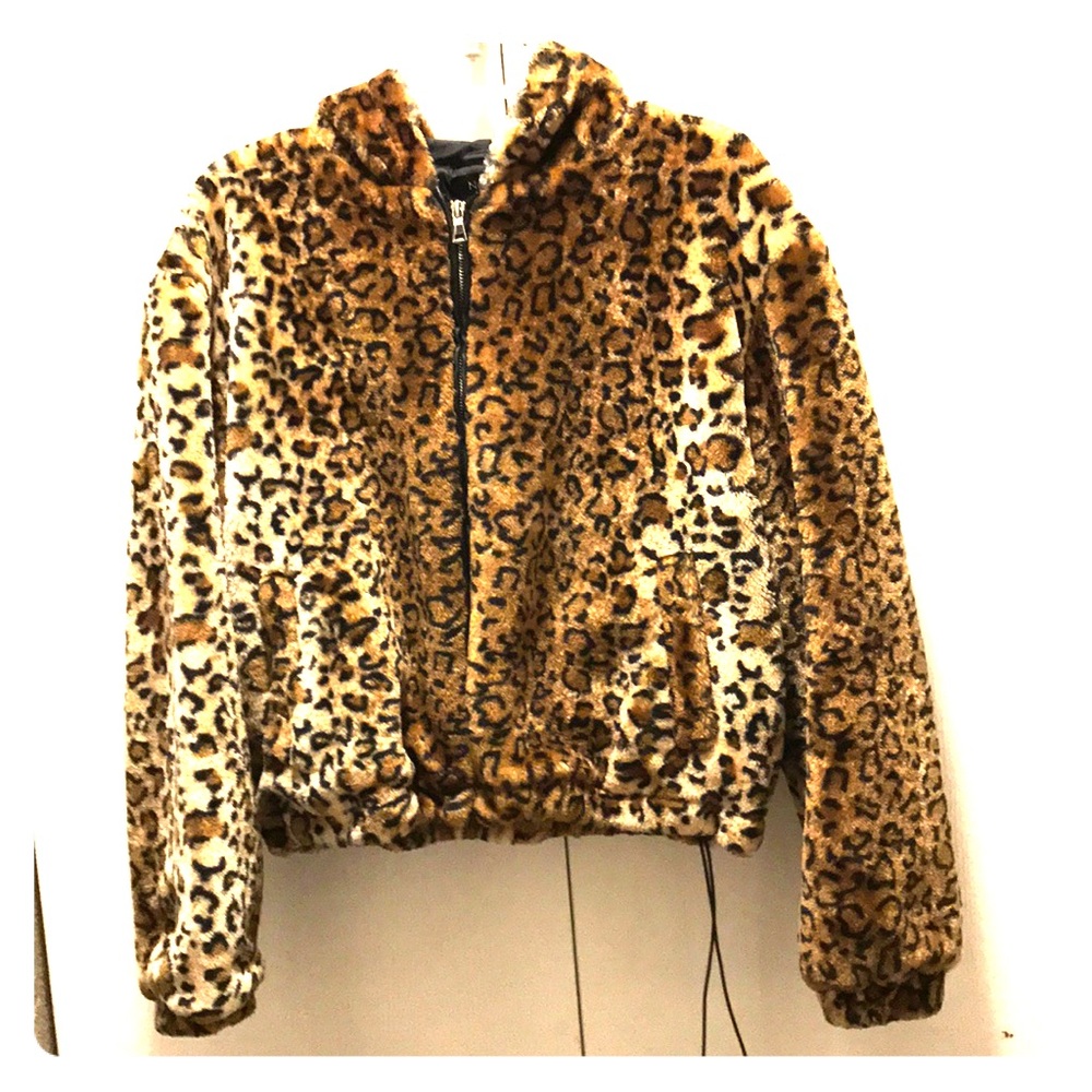Leopard colored suede like jacket